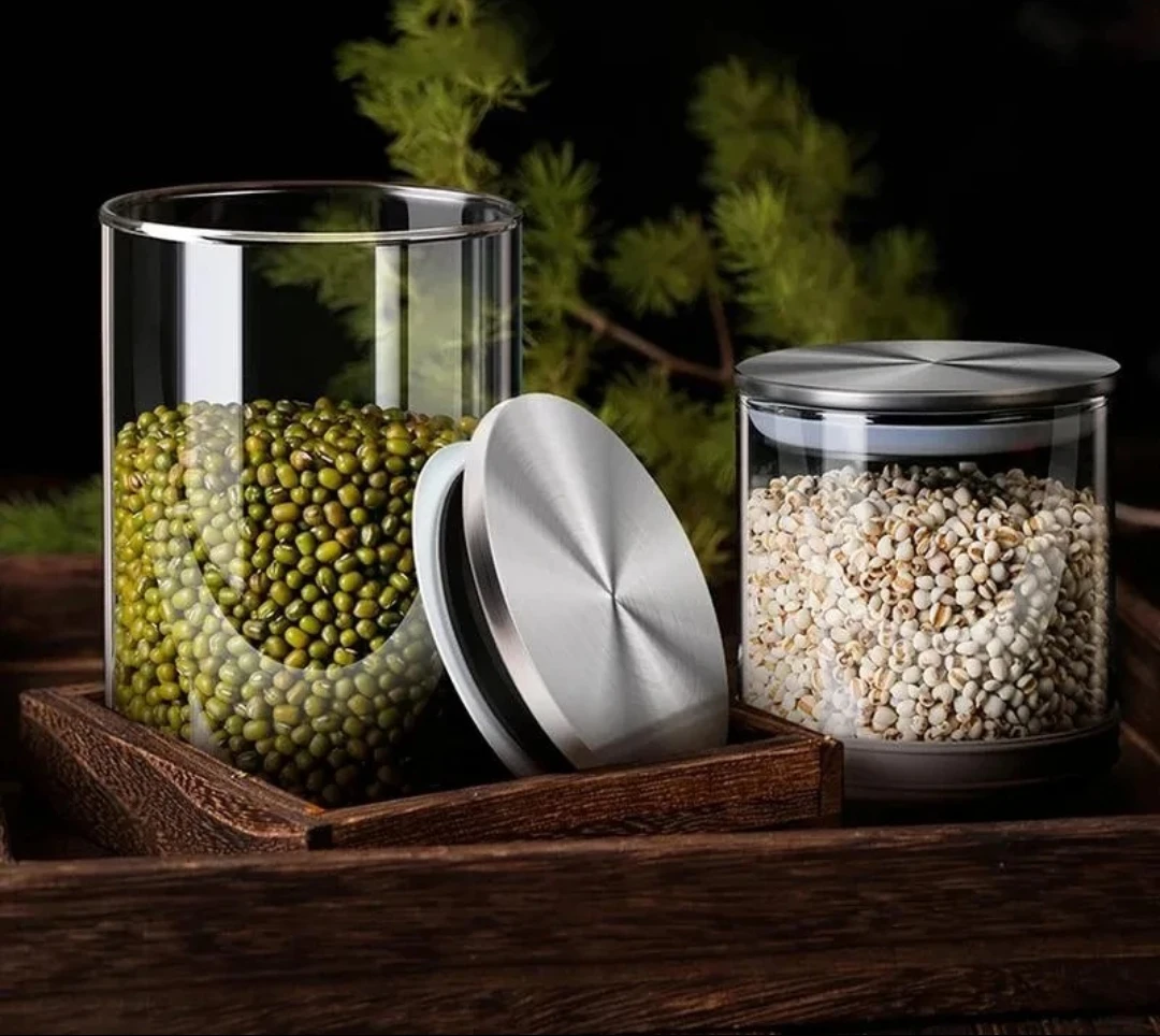 320 ml Metal Başlıqlı Şüşə Ədviyyat Qabı – Vakuumlu, Şəffaf və Modern Saxlama Qabı