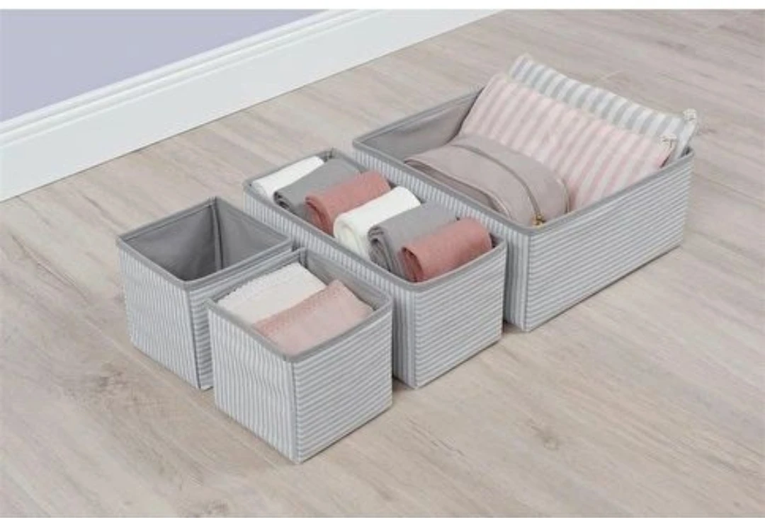 Alas 4-lü Dolab İçi Ayırıcı Qutu Dəsti – Boz Rəngli, Müxtəlif Ölçülü, Alt Geyimi, Corab və Aksesuarlar üçün Çekmece Daxili Nizamlayıcı Set