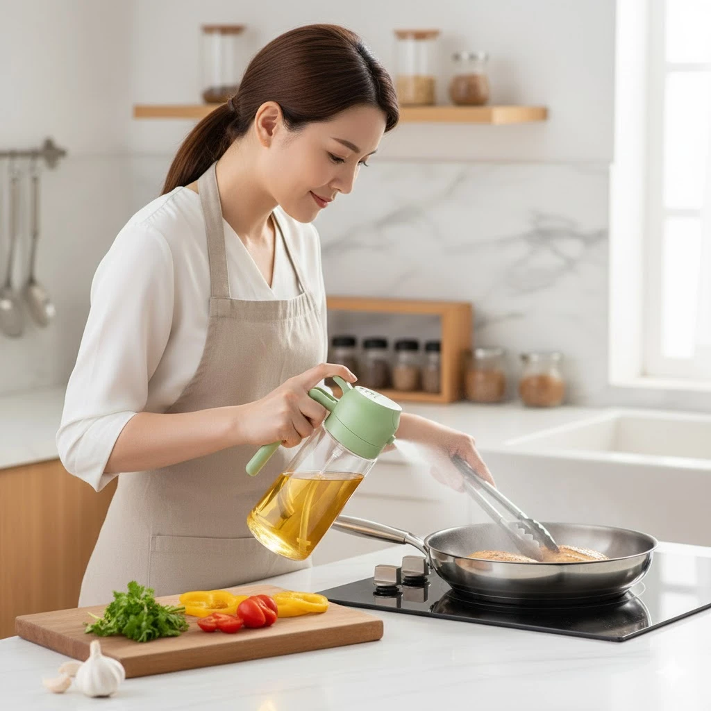 2 Funksiyalı Professional Yağdan – 500 ml Şüşə Gövdəli, Süzmə və Sprey Başlıqlı Yağ Dağıdıcı