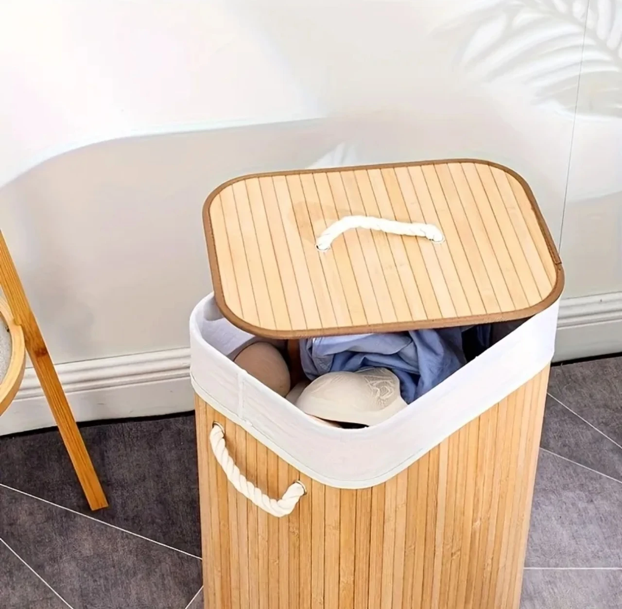 Təbii Həsir Çirkli Paltar Səbəti