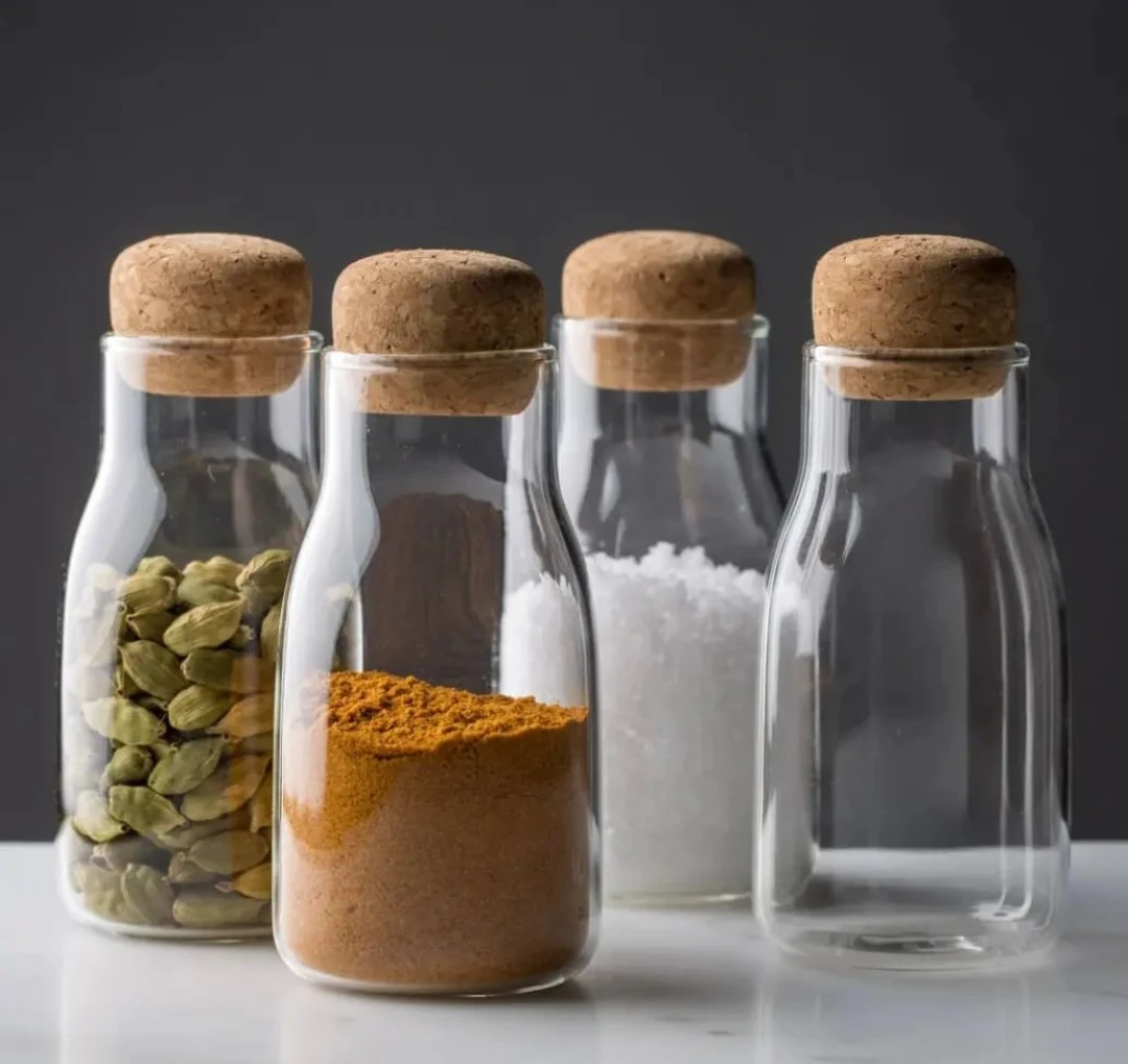 500 ml Mantar Qapaqlı Şüşə Saxlama Qabı – Süd Şüşəsi Dizaynlı, Estetik və Ekoloji Ədviyyat Qabı