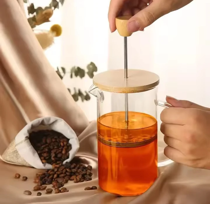 Bambuk Qapaqlı Professional French Press – 800 ml, Borosilikat Şüşə və Paslanmaz Polad Süzgəcli Kofe və Çay Dəmləyici
