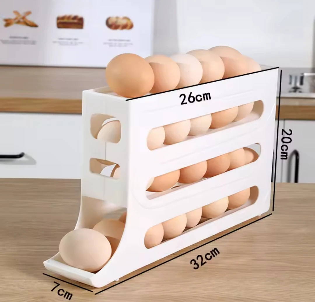 3 Mərtəbəli Avtomatik Yumurta Orqanayzeri – Soyuducu və Mətbəx üçün Yerə Qənaət Edən Nizamlayıcı