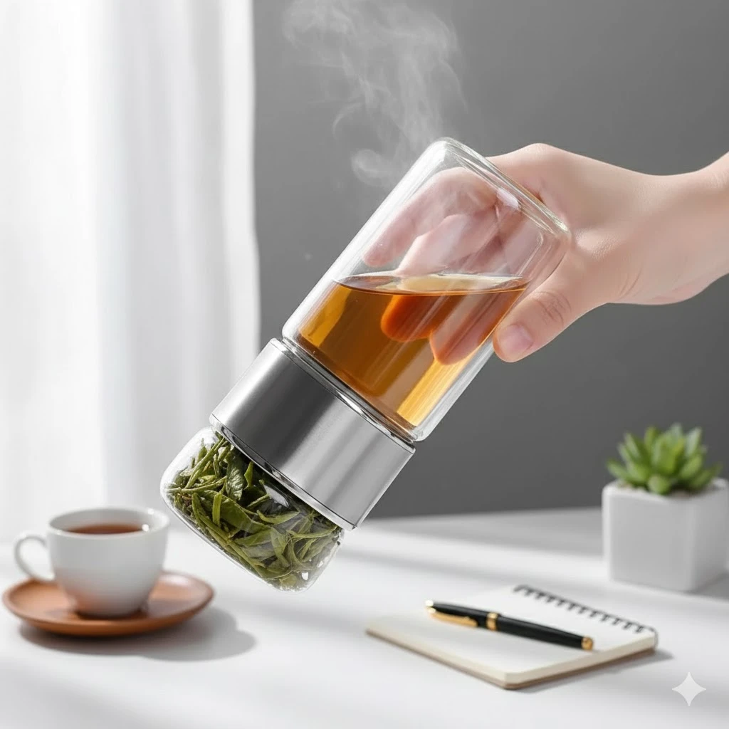 Premium Borosilikat Şüşə Filterli Termos – Sağlam və Portativ