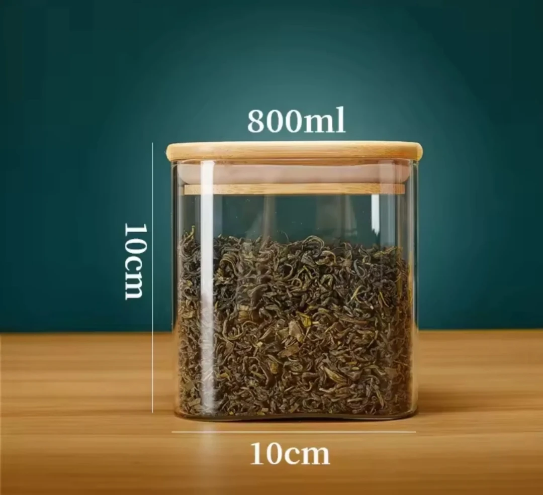 800ml Böyük Şüşə Saxlama Bankası – Təbii Bambuk Qapaqlı, Vakuumlu Taxıl və Makaron Orqanayzer