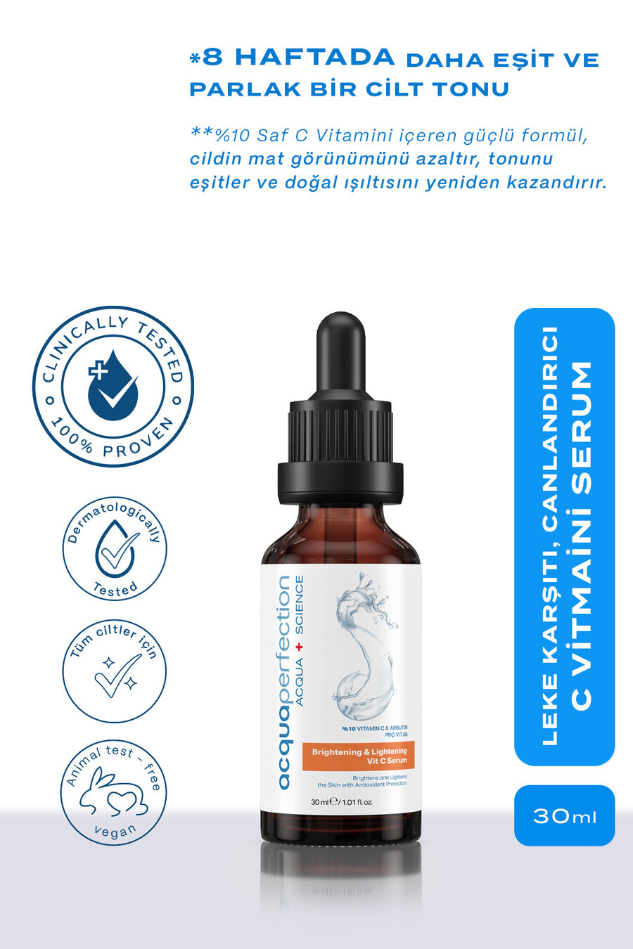 Acqua Perfection C Vitamini Serum - Aydınladıcı və Rəng Tonu Bərabərləşdirici, 30 ml