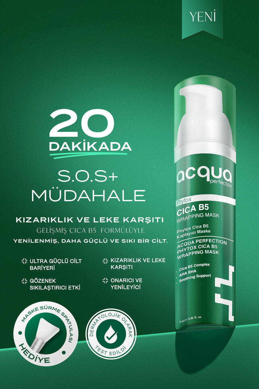 Acqua Perfection Phytox Cica B5 - Sakitləşdirici və Bərpaedici Soyulan Üz Maskası, 70 ml