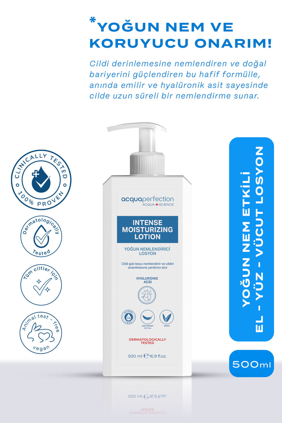 Acqua Perfection Yoğun Nəmləndirici El, Üz və Bədən Losyonu, 500 ml